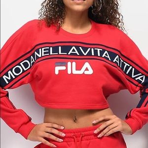 Fila Red Cropped Hoodie Size S